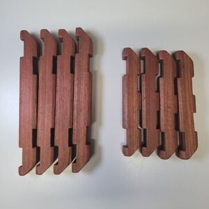 Vintage Lincoln Logs Wood Replacement Pieces Dark Brown Stain 8 Count